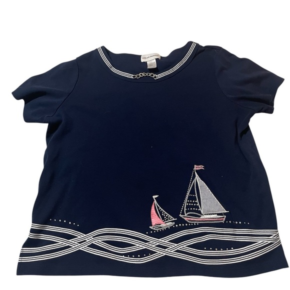 Alfred Dunner Crew Neck Short Sleeve T-Shirt Women Size L - Picture 3 of 9